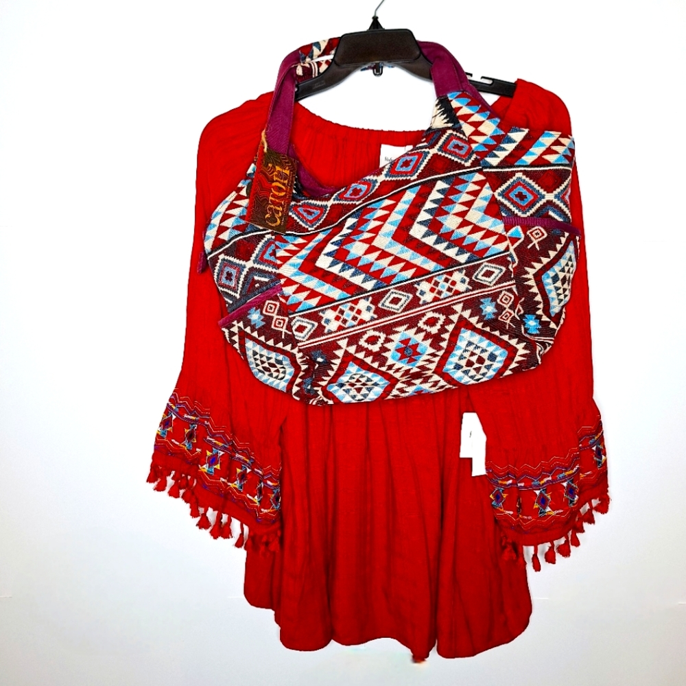 NWT cowgirl, western core plus size blouse and bag bundle size 3X.